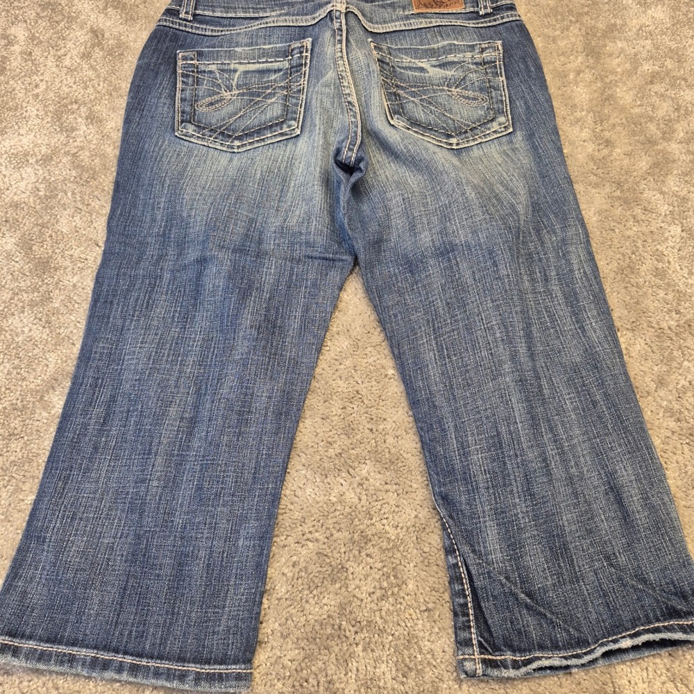 BKE Culture Women Blue Stretch Denim Capri‎ Jeans Size 30 Dark Wash Cropped